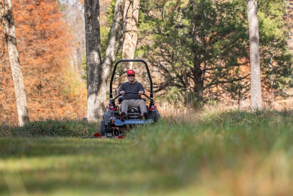 man mowing on a Yanmar YZ360 Zero-Turn Radius Mower