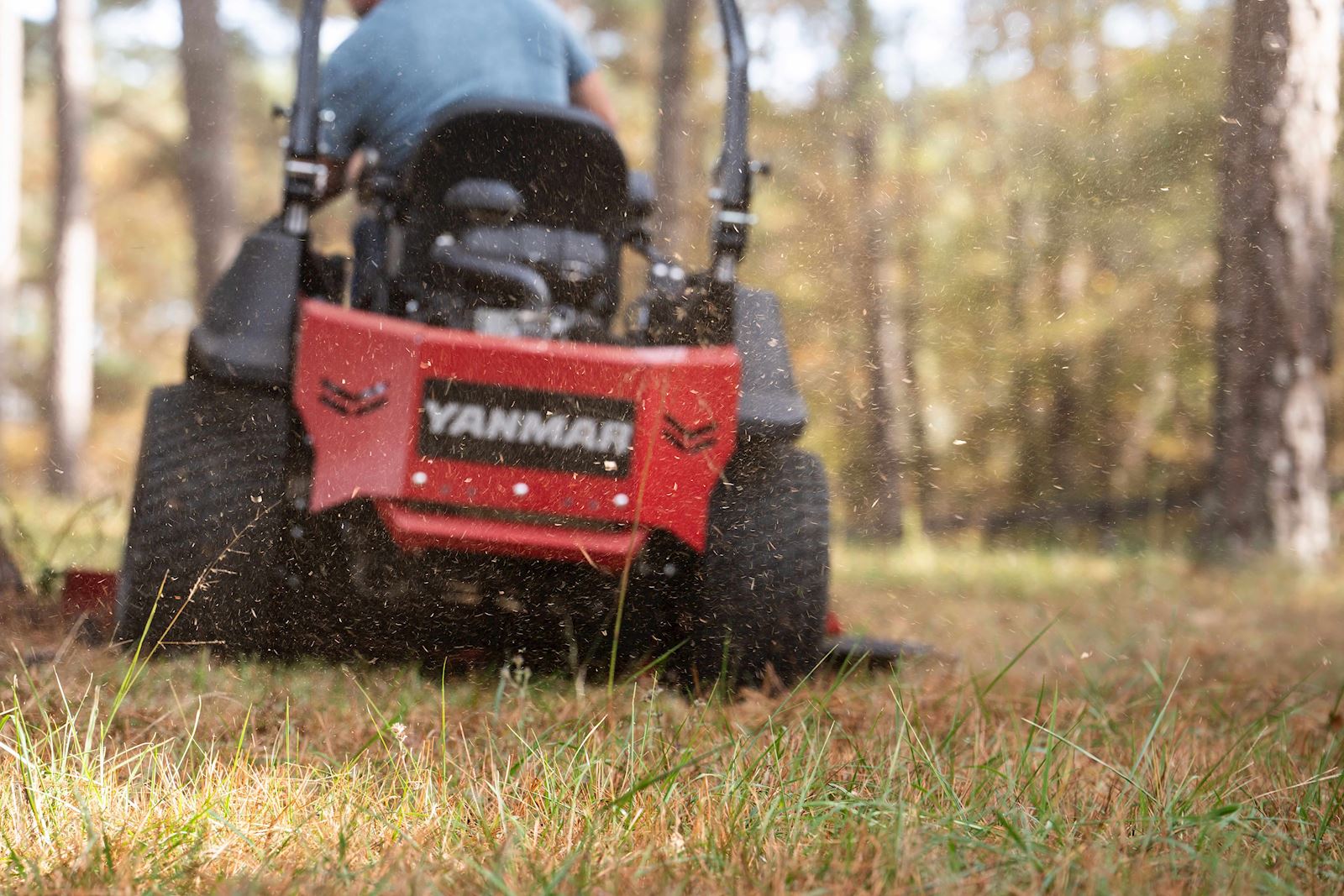 man mowing lawn