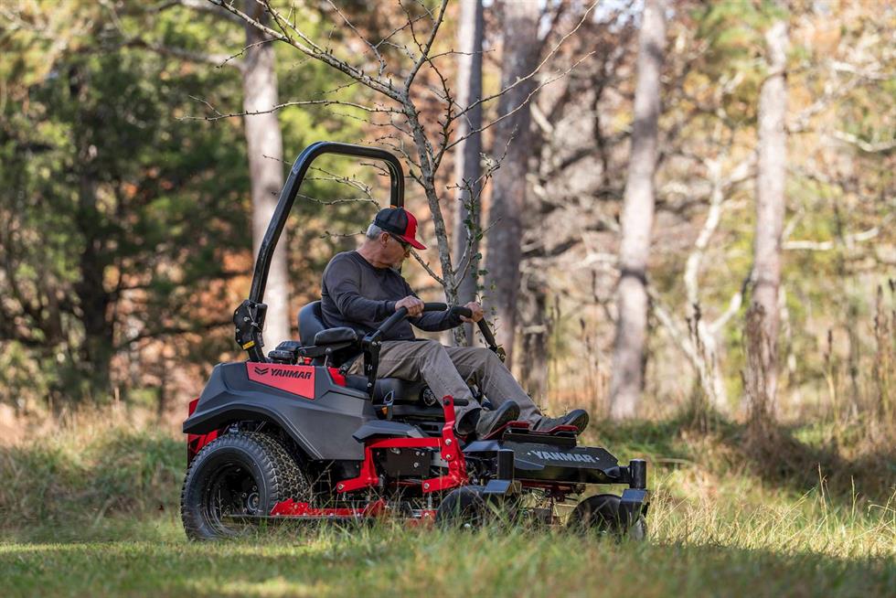 man mowing with a Yanmar YZ360 Zero-Turn Radius Mower